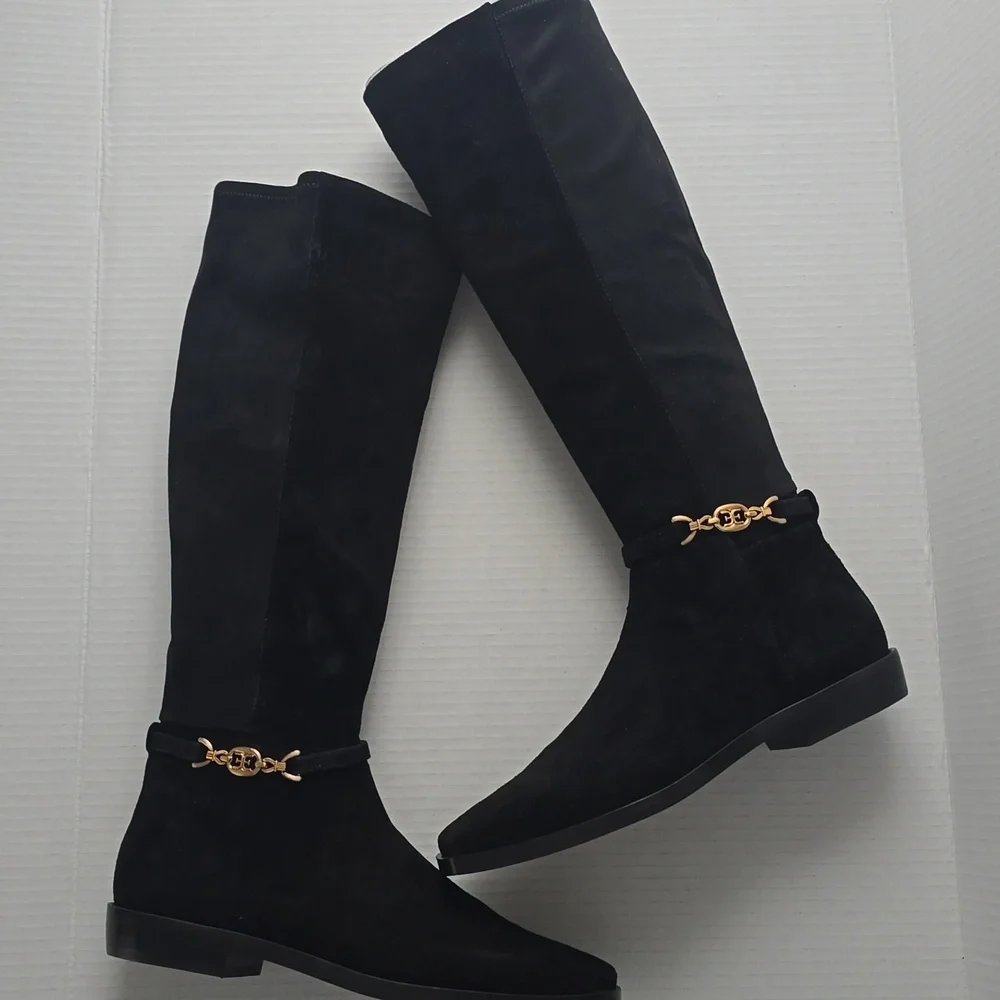 Sam Edelman Clive Black Suede Tall Boots Sz 7.5